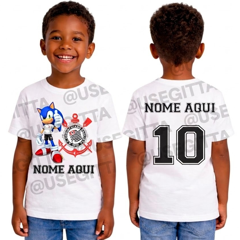 Camiseta Infantil Sonic Corinthians Times de Futebol Menino Menina Unisex em Oferta na Shopee