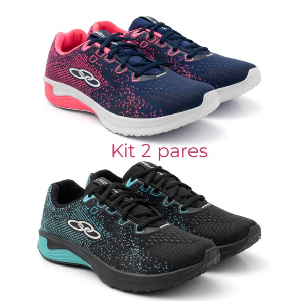 Combo Kit 2 Pares Tênis Feminino Academia Treino Caminhada Leve Confortável Resistente Moda Casual
