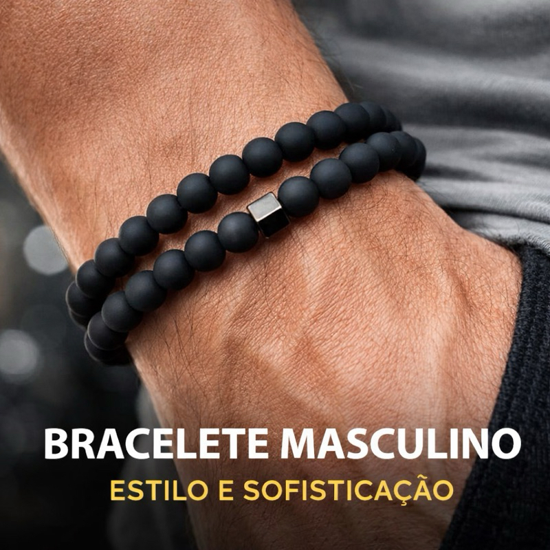 ￼Combo Pulseira Preta Fosca Coquinho - Vintage