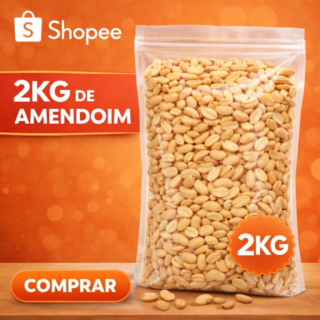 Amendoim Torrado 2Kg Sem Pele Natural em Oferta na Shopee