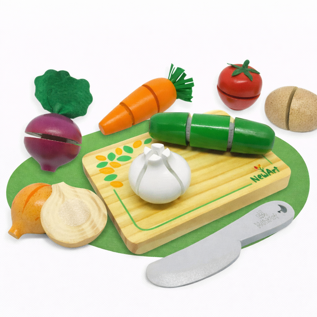 Imagem 7 Legumes Corte Utensílios Brinquedo Montessori Madeira Infantil Faz de Conta Cozinha Infantil Chef