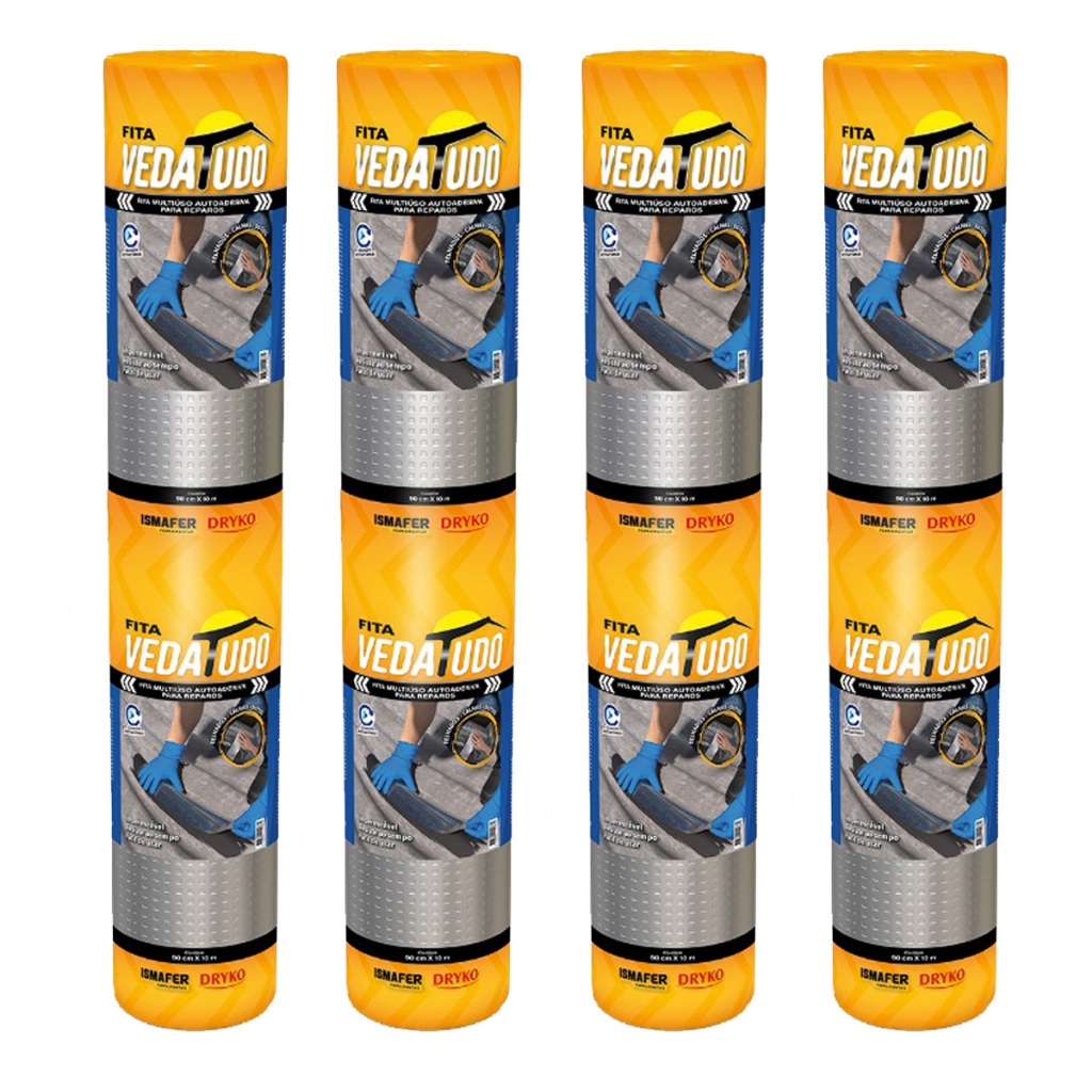Manta Fita Asfáltica 90cm X 10m Auto Adesiva Vedatudo Aluminizada 4 Unidades