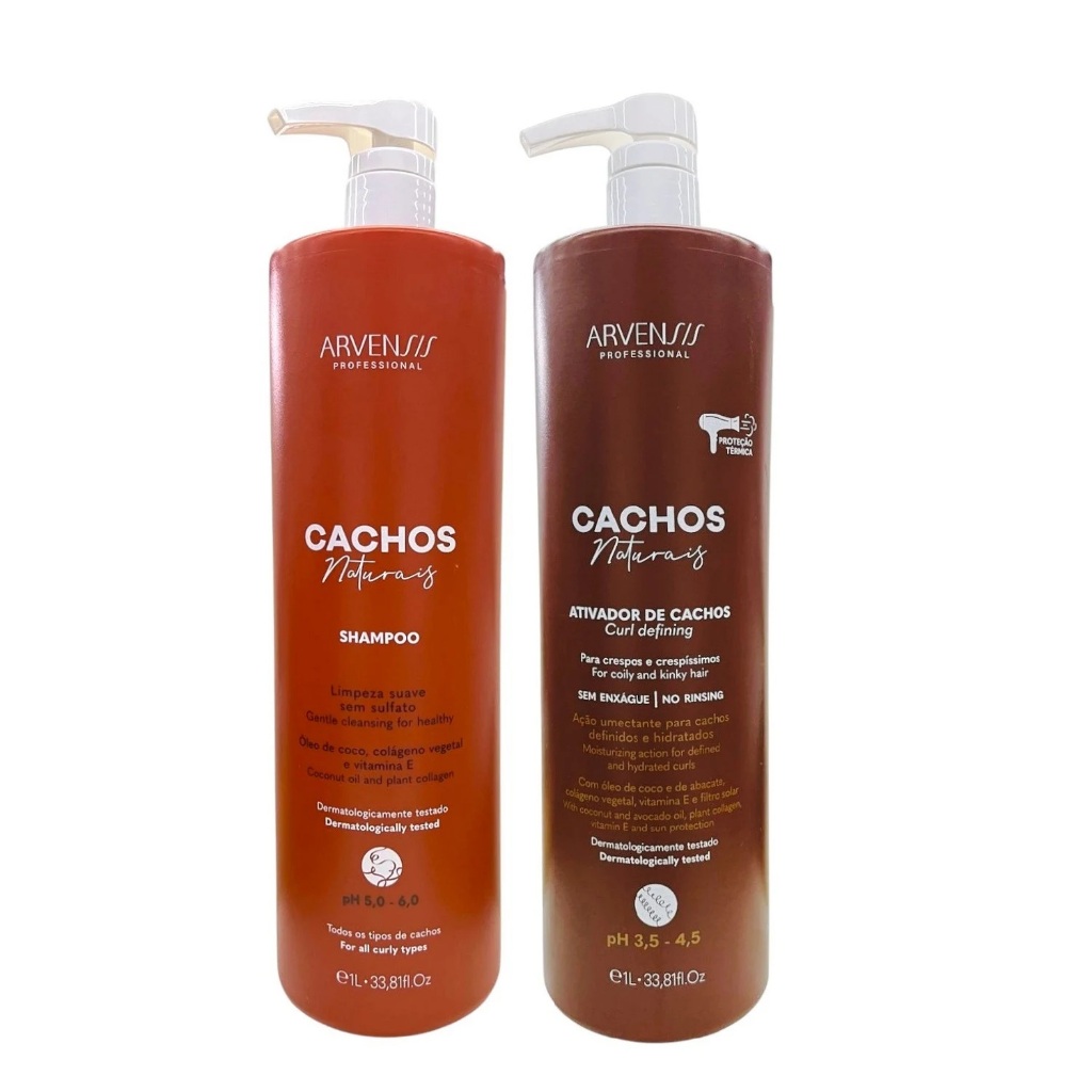 Kit Arvensis Cachos - Shampoo 1L + Ativador De Cachos Crespos 1L