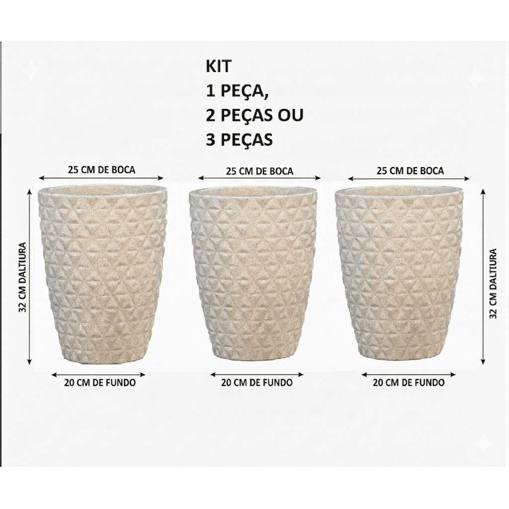Vasos de Polietileno Para Plantas Jardim Sala Luxo diamante P, M G