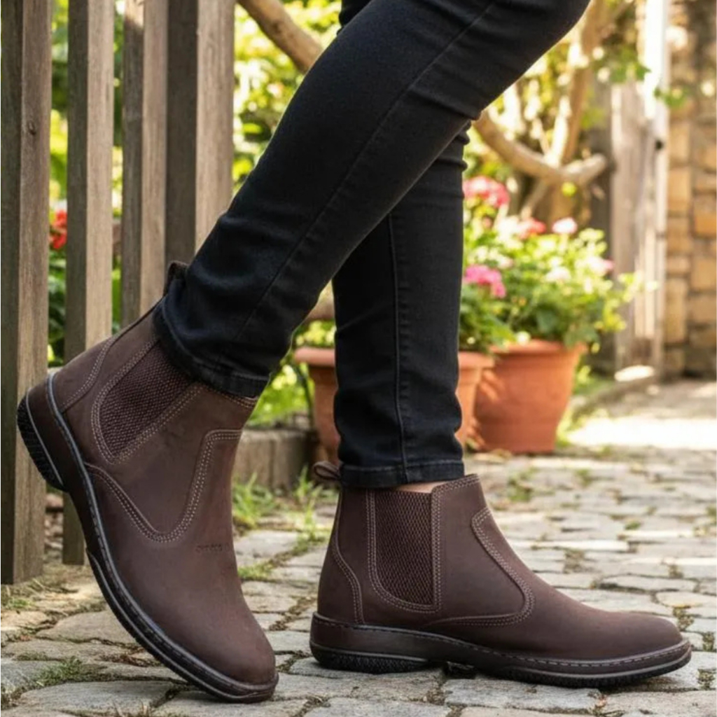 Bota Masculina Estilo Casual Social Country Sem Cadarço Aventura Mato Fazenda Roça Cidade Botina Macia Leve 2420