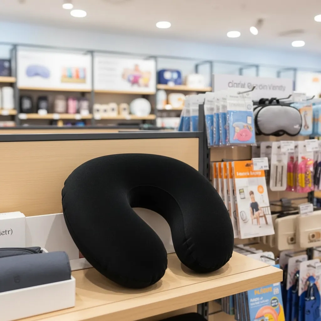 Travesseiro Cervical Almofada De Pescoço Inflável Para Viagem Repouso Descanso Toque Macio Aveludado