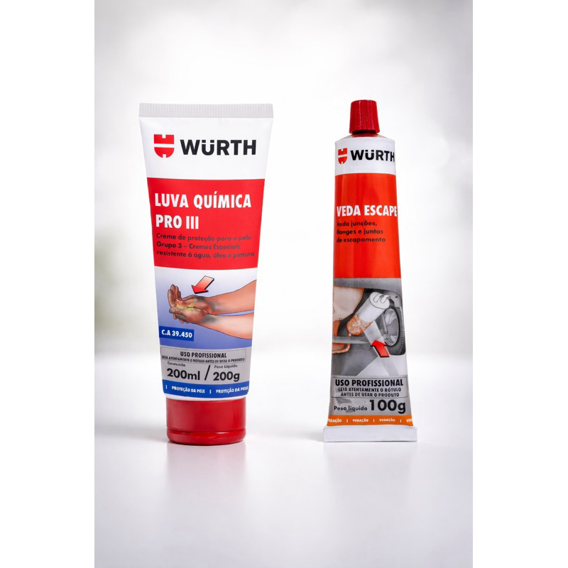 Kit Veda Escapamento Reparador + Luva Química PRÓ II 200g - Wurth Promoção