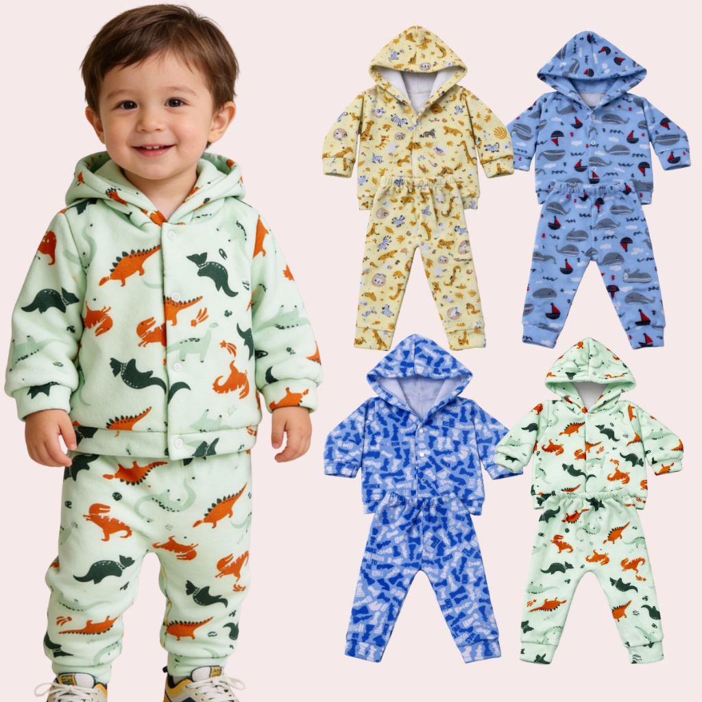 Kit 4 Peças Conjunto Soft Estampado Menino Infantil Bebê Frio Menino (2 Conjuntos) em Oferta na Shopee