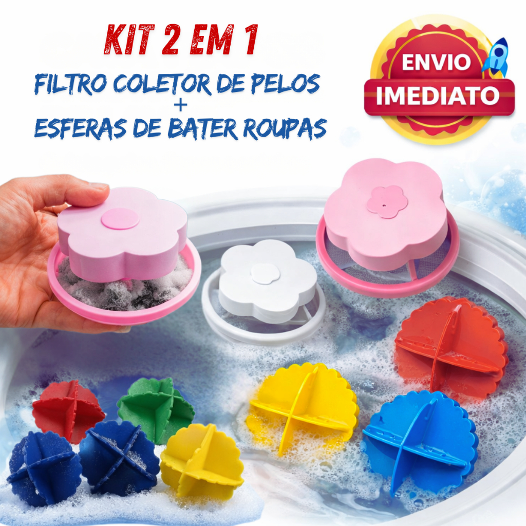 12 Esferas De Bater Roupas + 4 Coletor de Pelos Fiapos Filtro Maquina Tanquinho de Lavar em Oferta na Shopee