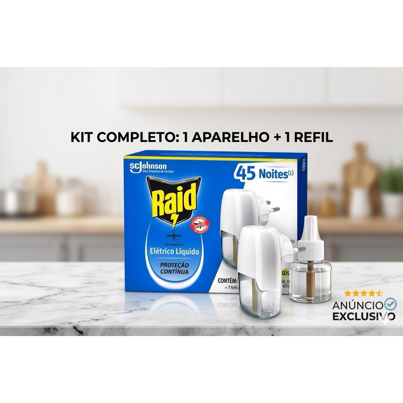 Repelente Elétrico + refil 45 noites Raid 1 unidade em Oferta na Shopee