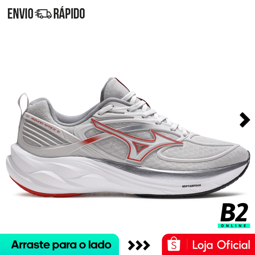 Tênis Mizuno Space 6 Feminino Cinza/Vermelho Original com Nota Fiscal e Garantia em Oferta na Shopee