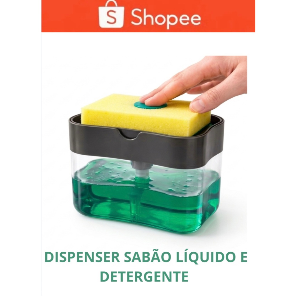 Dispenser Porta Detergente Sabão Líquido 650ml Esponja Pressão Automático Cozinha Plástico Compacto em Oferta na Shopee
