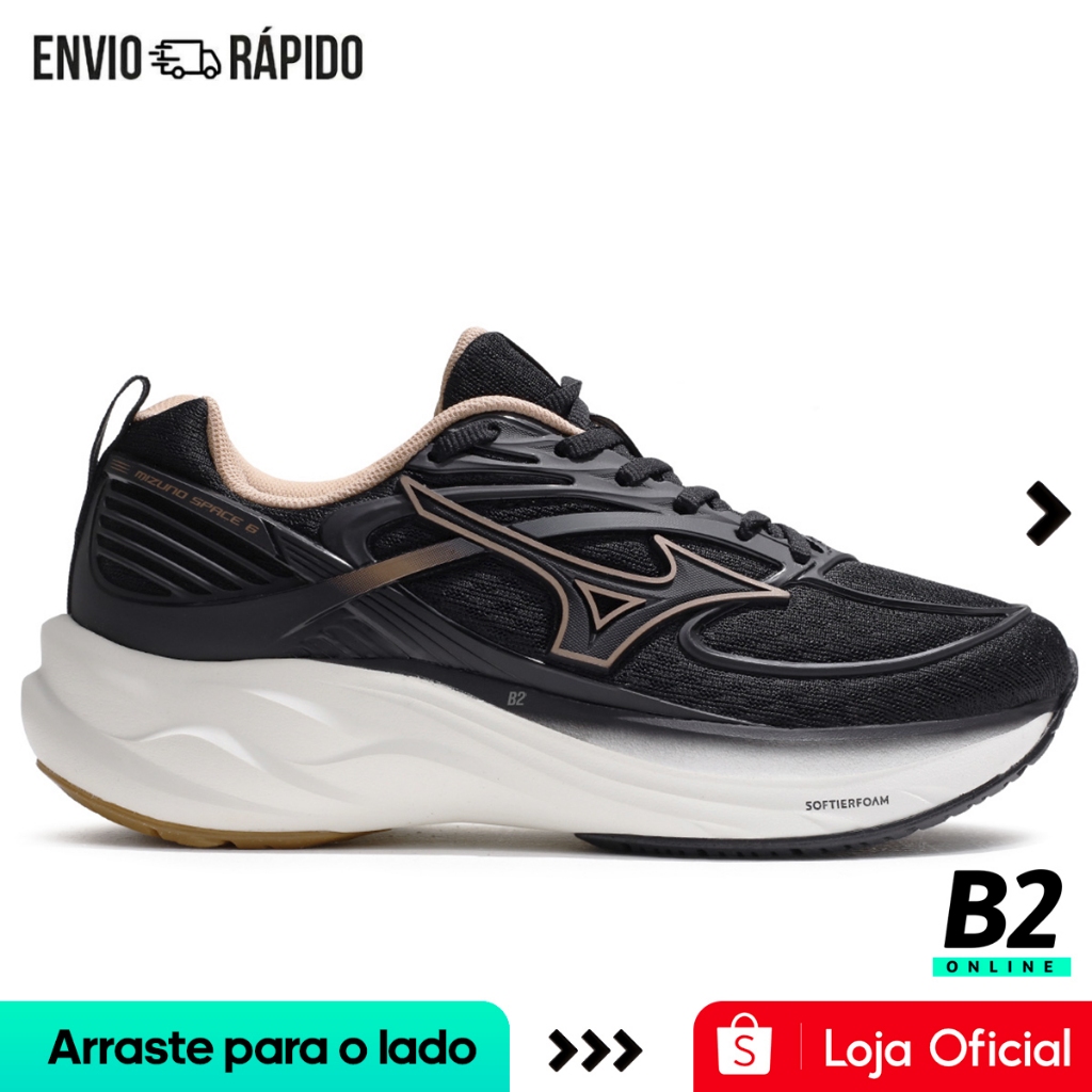 Tênis Mizuno Space 6 Feminino Preto/Rosa Original com Nota Fiscal e Garantia