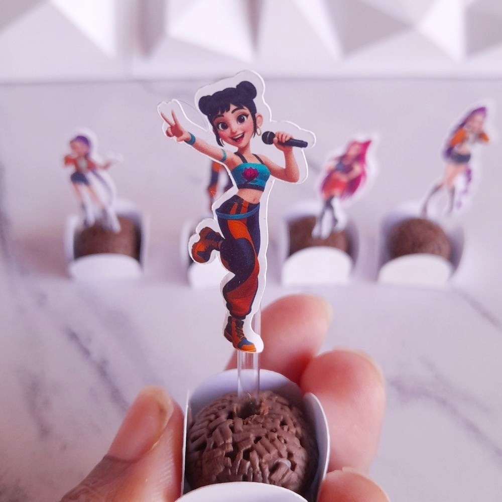 toper docinhos guerreiras do k pop personalizado no tema, lembrancinha festa/ aniversario