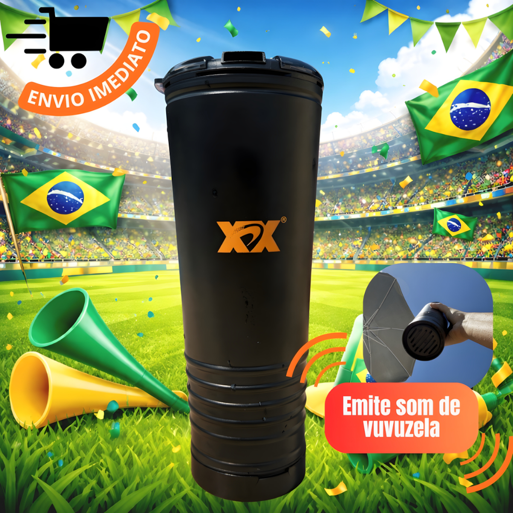 Copo Térmico Com Som Corneta Divertido Torcida 750ml Copa Do Mundo Brasil XDX