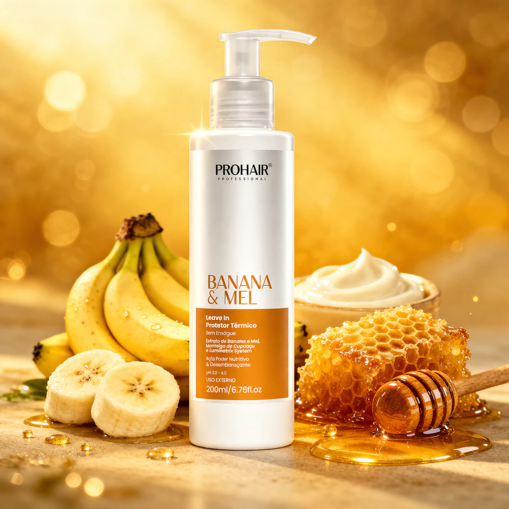 Leave-in Pentear Cabelo Finalizador Banana e Mel Nutrição Capilar Protetor Térmico Antifrizz Prohair Profissional