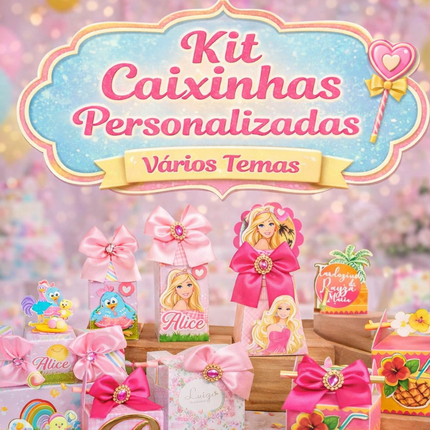 kit Luxo papelaria personalizada - VARIOS TEMAS - Lembrancinhas | COM LAÇOS E APLIQUES 3D