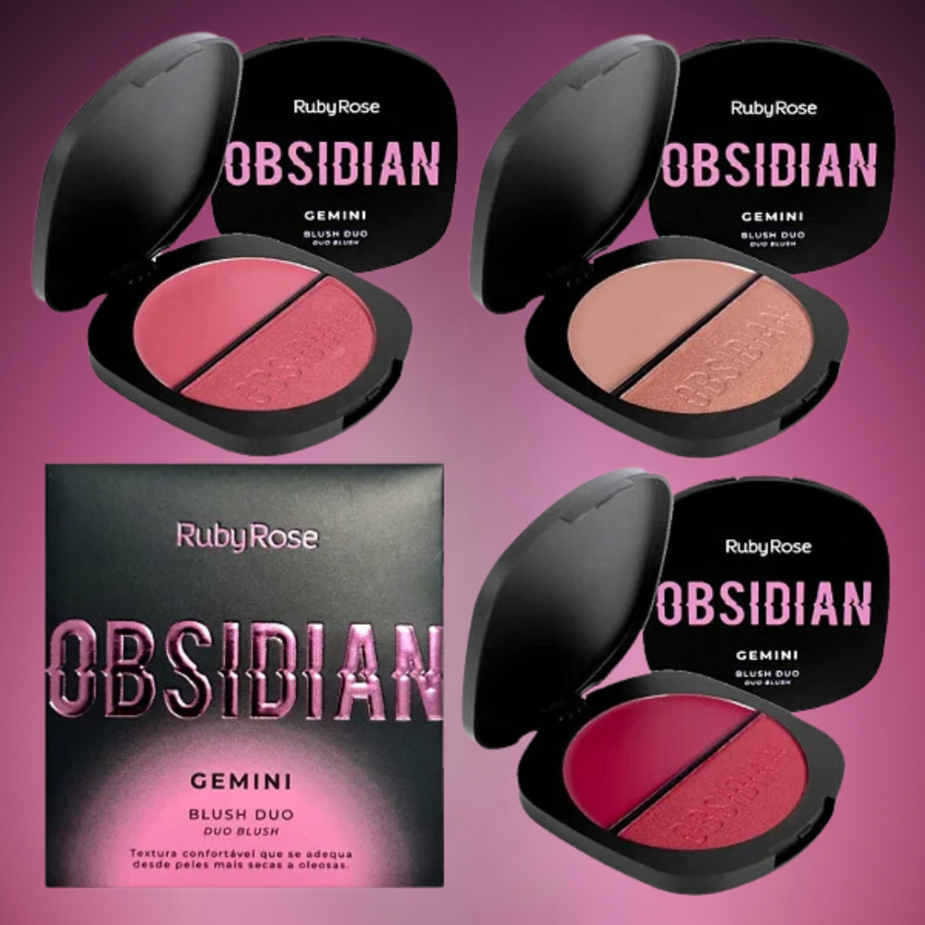 Blush Duo Obsidian Gemini Ruby Rose | Pigmentação Intensa e Longa Duração