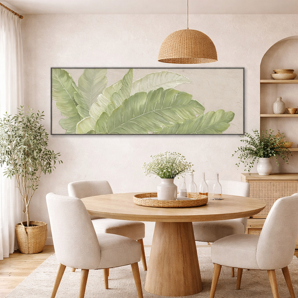 Quadro Decorativo Folhagem Arte Botânica Verde Clean Minimalista Decoração Sala Quarto Escritório