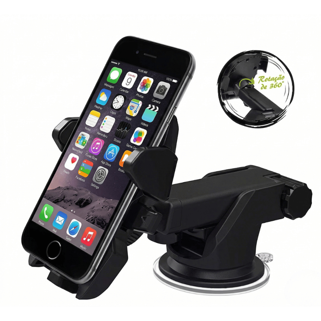 Suporte Celular Carro GPS Suporte para Celular Carro Ventosa Ajustável 360° CJ-02