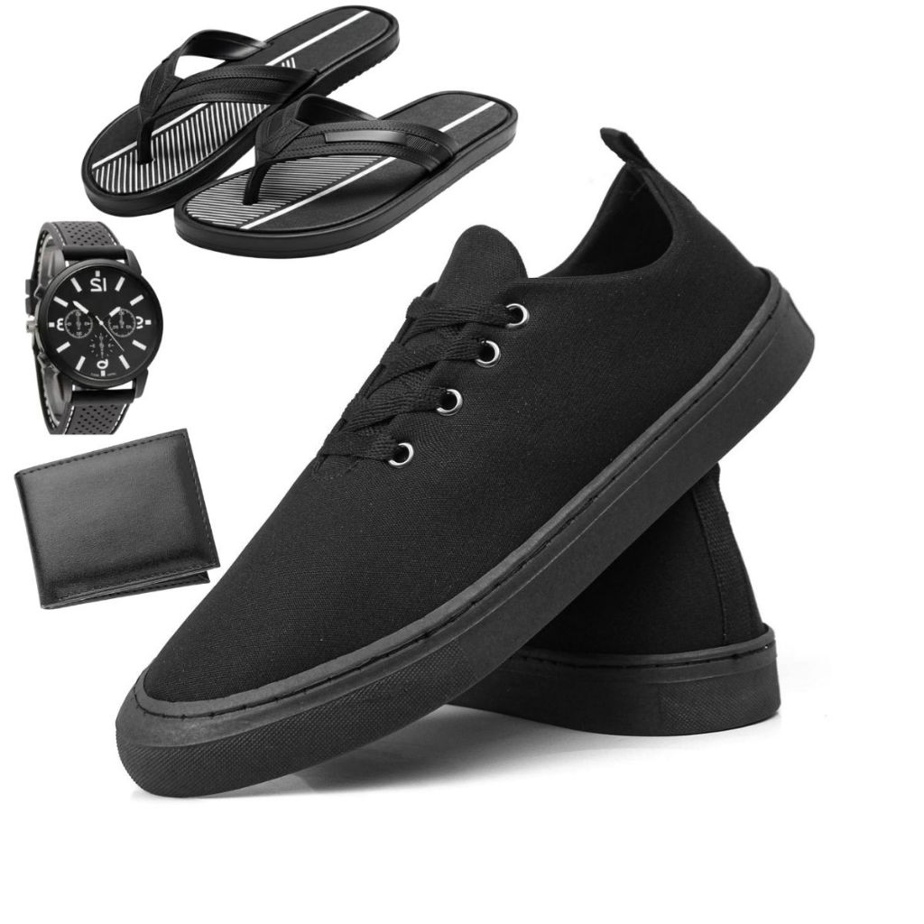 Kit Masculino Sapatenis + Relógio Ponteiro + Carteira + Chinelo Oferta