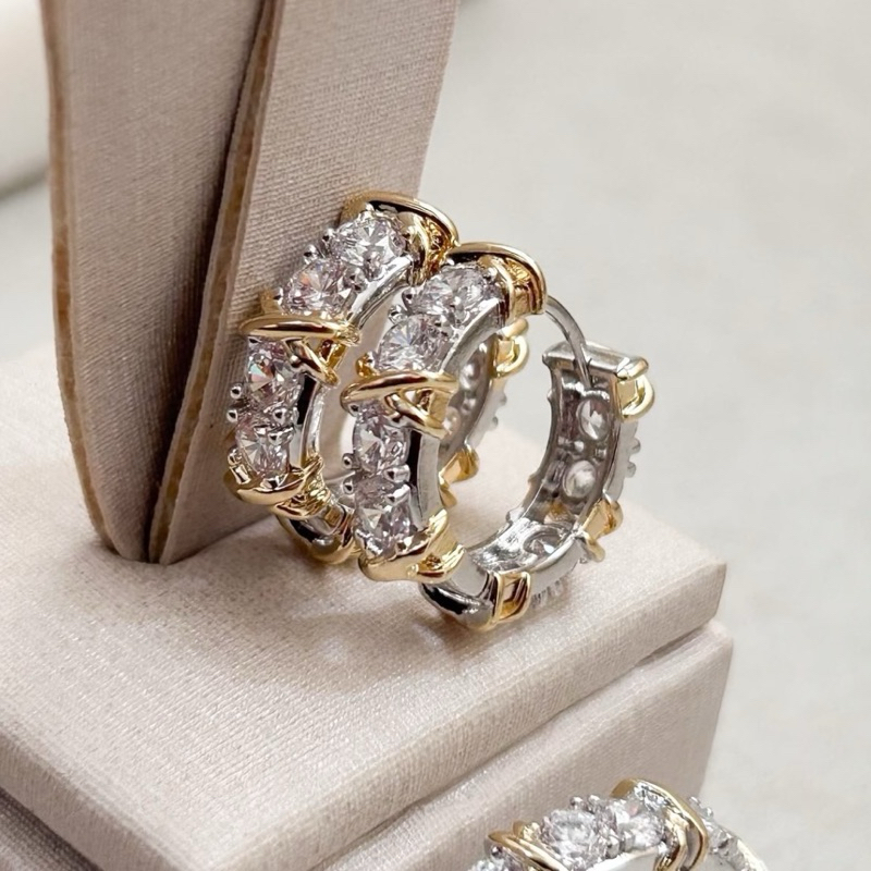 Brinco Elos X Bicolor Prata com Dourado Elegante e Versátil com Fecho Click Biju Fina em Oferta na Shopee