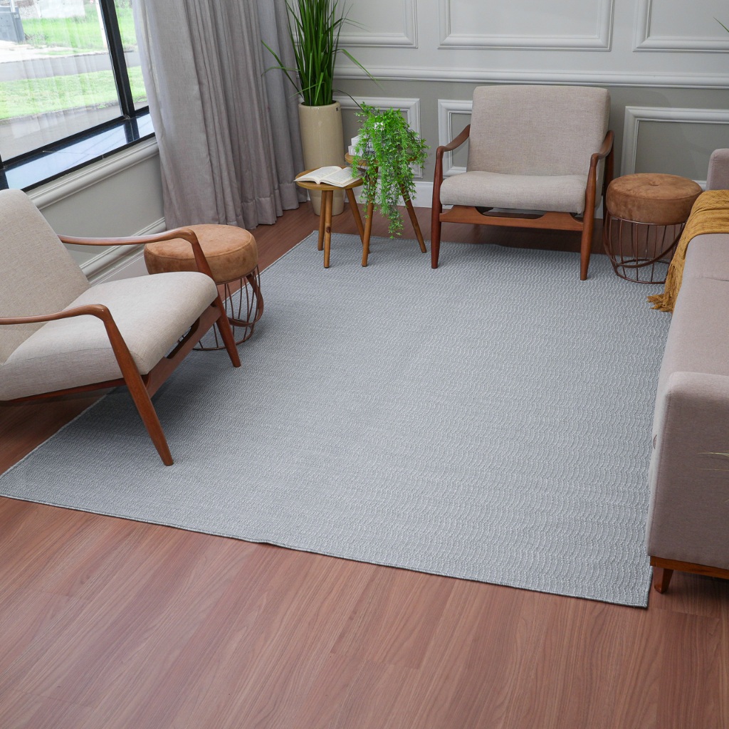 Tapete Sisal 300x200 Cinza Prateado Premium Sala Moderna