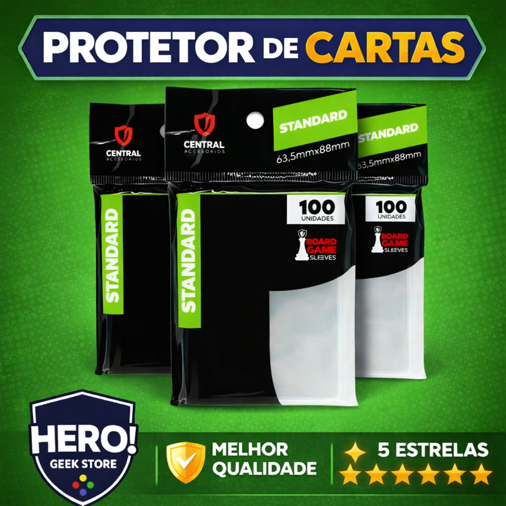 Sleeves Protetores De Cartas 63,5x88mm Central Acessórios Standard Board Game Jogo Kit 100 a 200 un