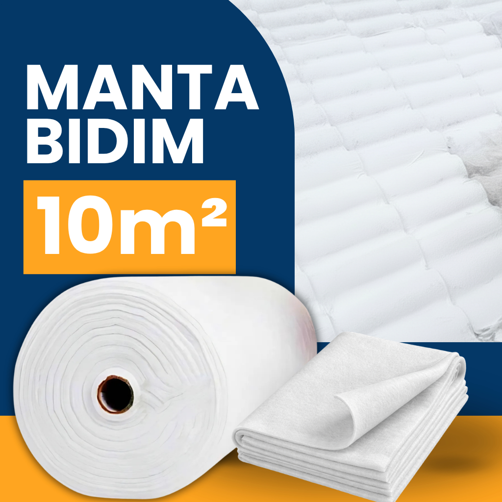 Manta Bidim VP50 10m² Reforço Para Manta Líquida Telhados Lajes Calhas Alta Resistência