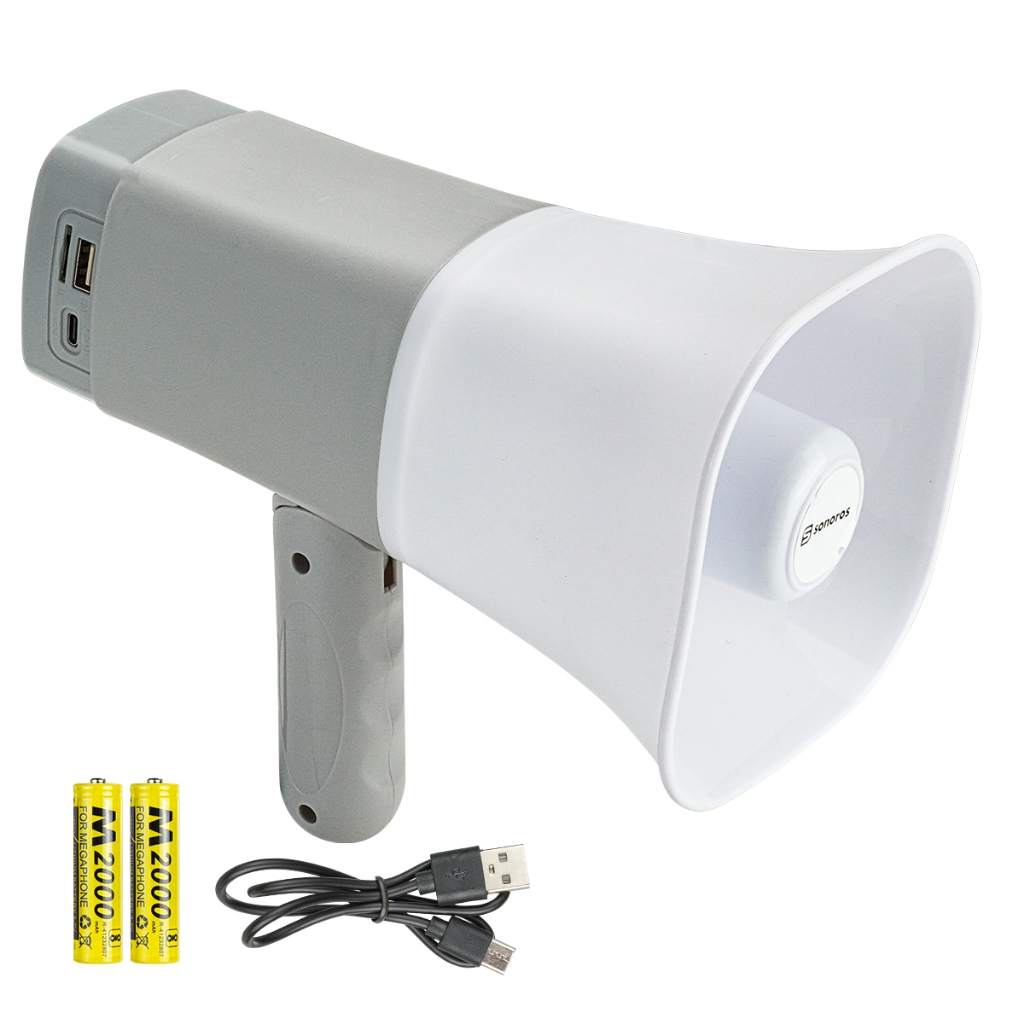 Megafone De Mão Bluetooth USB MP3 Com Bateria Recarregável E Gravação SR-700 USB Sonoros