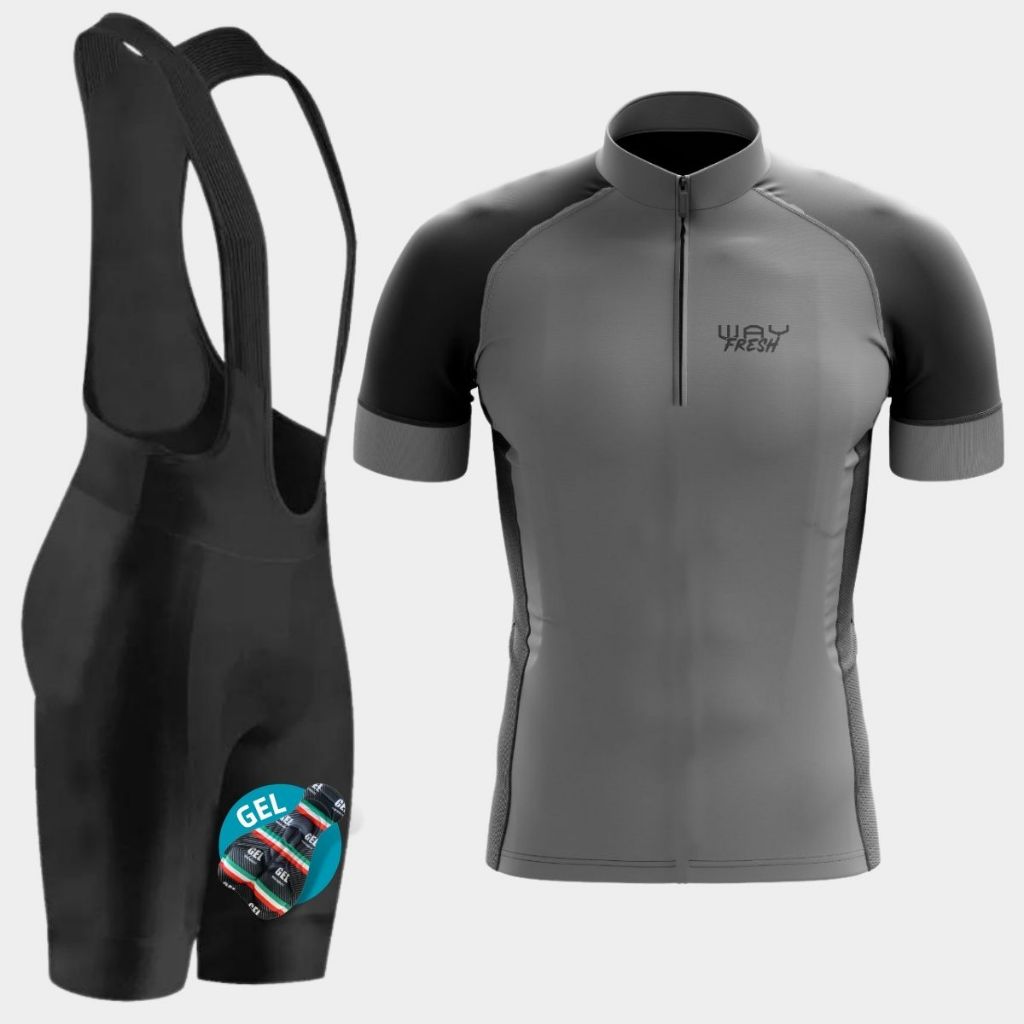 Conjunto Ciclismo Masculino Kit Camisa Slim Refrescante Bretelle Forro Gel Conforto Bike Speed