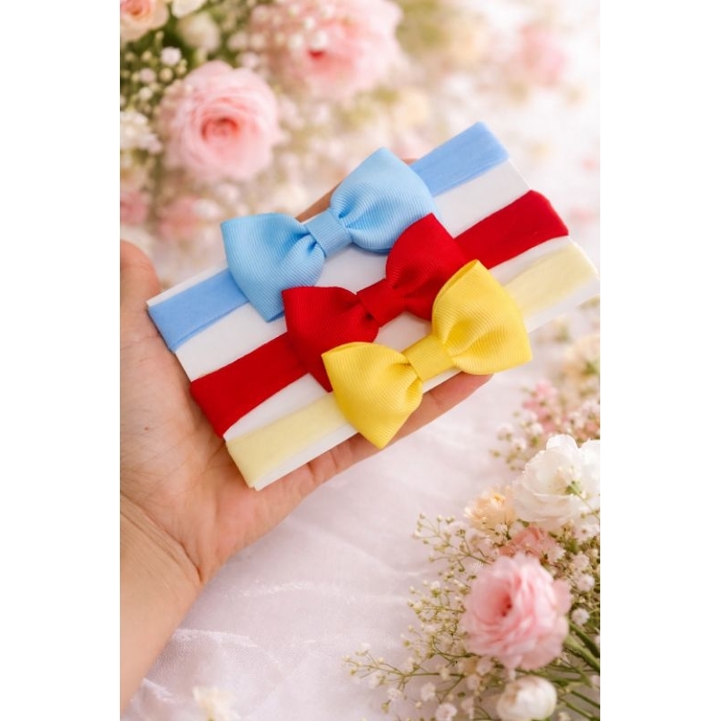 Kit c/3 Faixinhas Lacinhos para Bebê Recém Nascido Meia de Seda