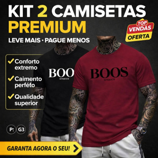 KIT 2 Camisa Masculina Algodao Básica Camiseta estampada blusa Gola Redonda Malha Premium presente em Oferta na Shopee