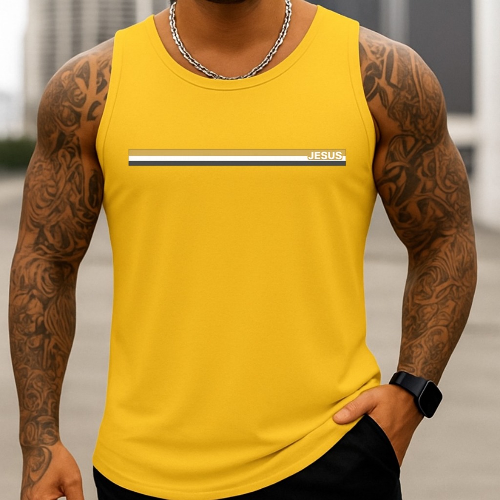 Camisa Regata Masculina Academia Algodão Brasil 100% Algodão Estampada Tira Dourada