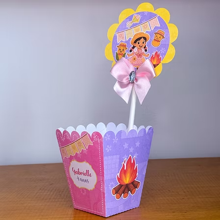 Centro de mesa/Cachepot Rosa Festa Junina / São João | Lembrancinha |Pegue e Monte