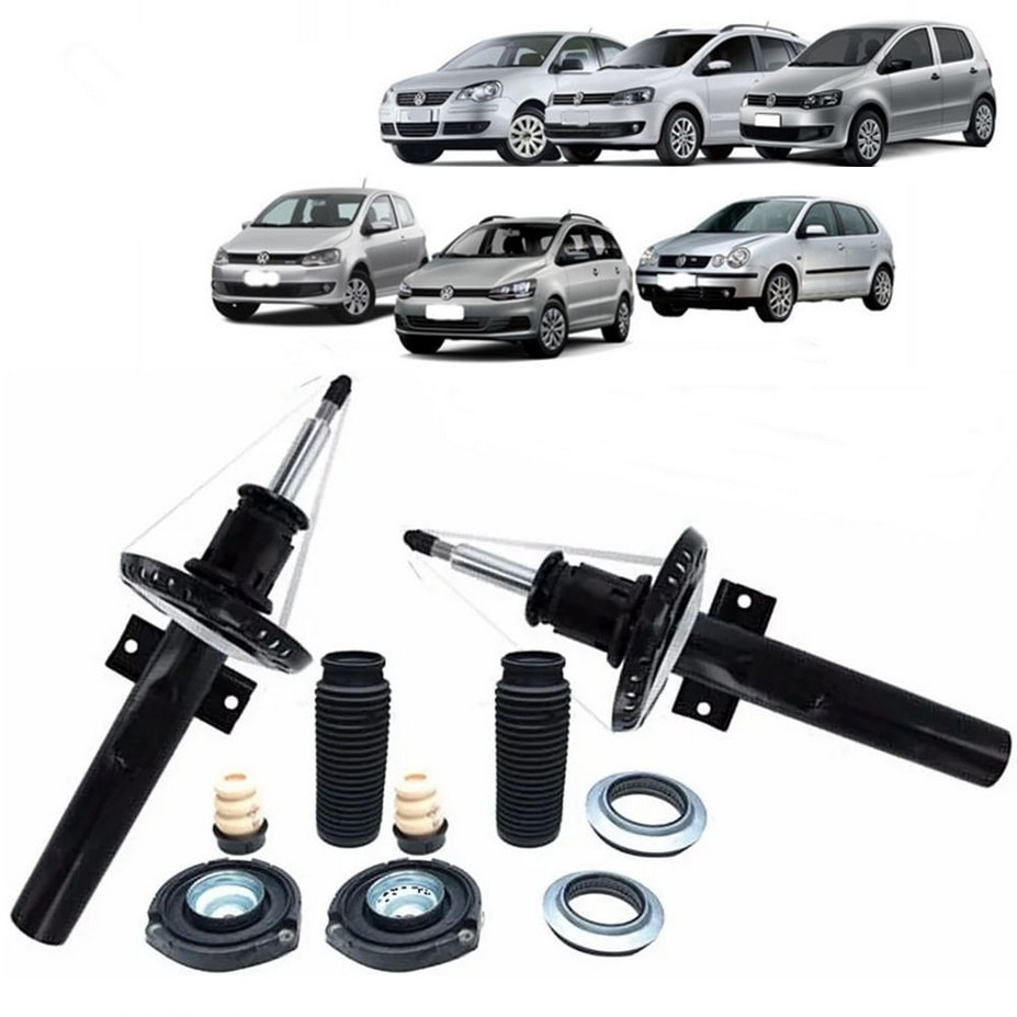 Amortecedor + Kit Batente Vw Polo Fox Spacefox 2003 Até 2013