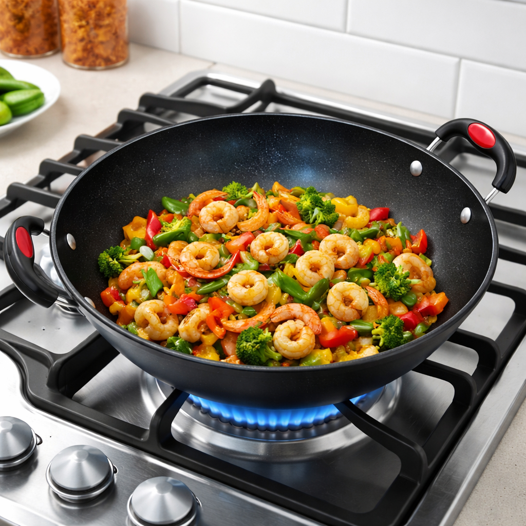 Frigideira Wok Antiaderente 34CM Panela Funda Cabo Anatômico
