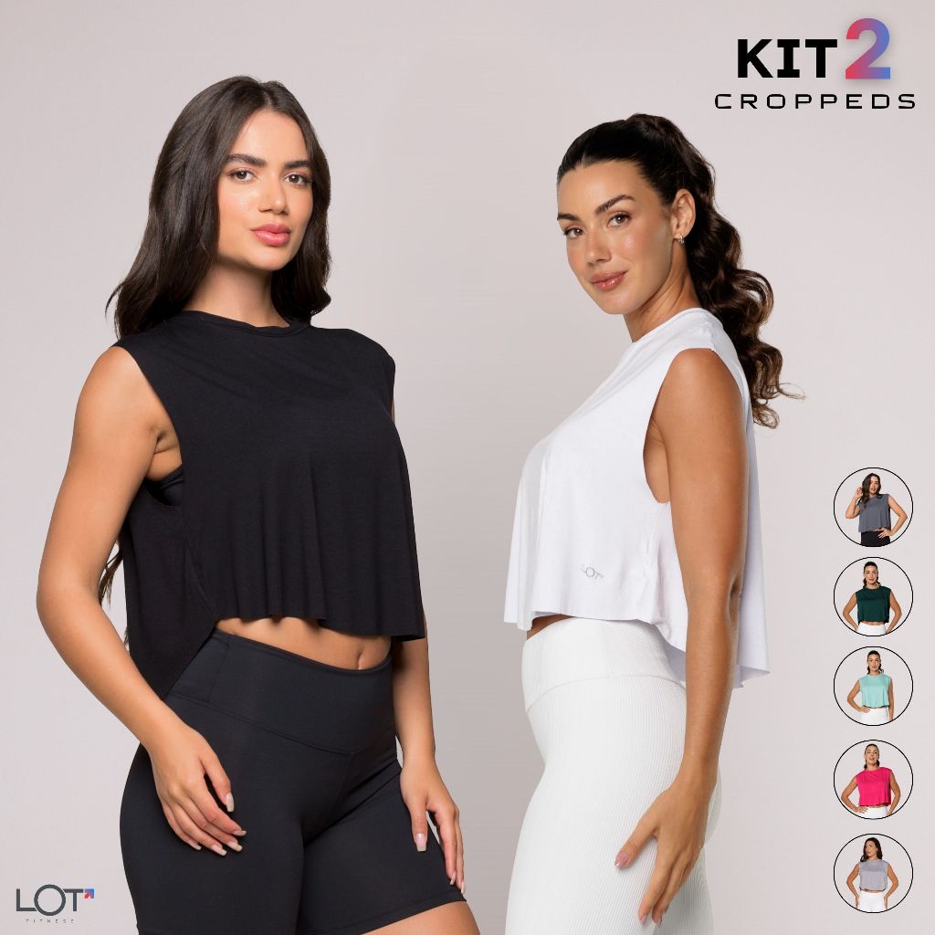 Kit 2 Camiseta Cropped Fitness Feminina Academia Soltinha Viscolycra Corrida Musculação Treino
