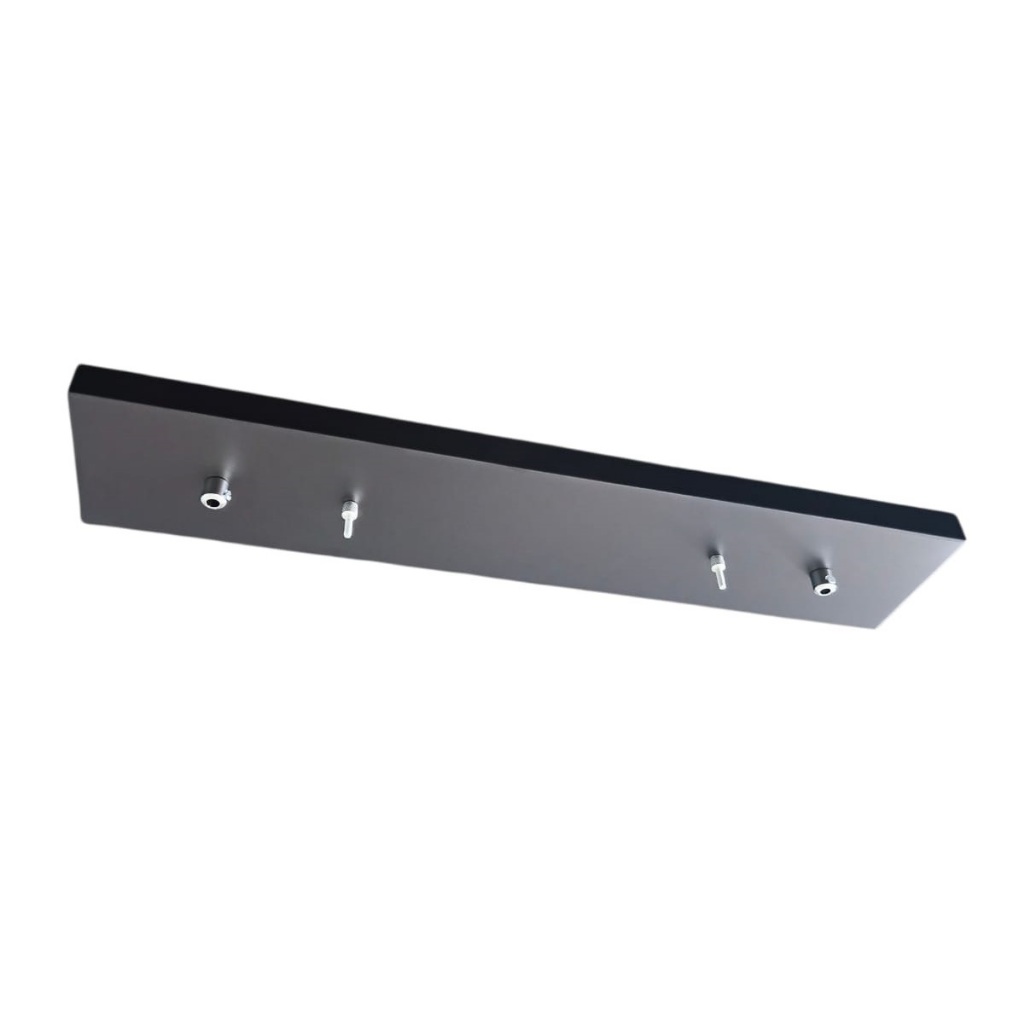 Canopla Retangular 50cm Preto Base de Teto para 2 Pendentes