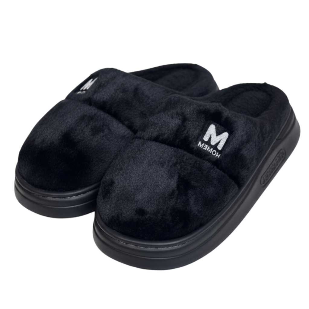 Pantufa Inverno Unissex Adulto e Infantil Felpuda Preto Sola Antiderrapante Chinelo de Quarto Homem