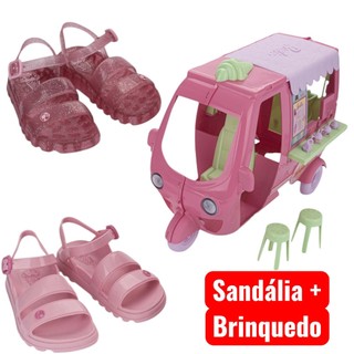 Sandália Barbie Sorveteria Original com NF Carrinho Kit + Sandália Disney Grendene Kids  23221