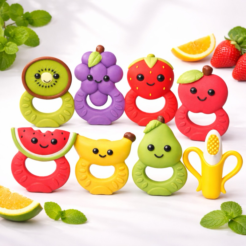 Mordedor Bebê Dentição Látex Natural +4 Meses BPA Free Frutas