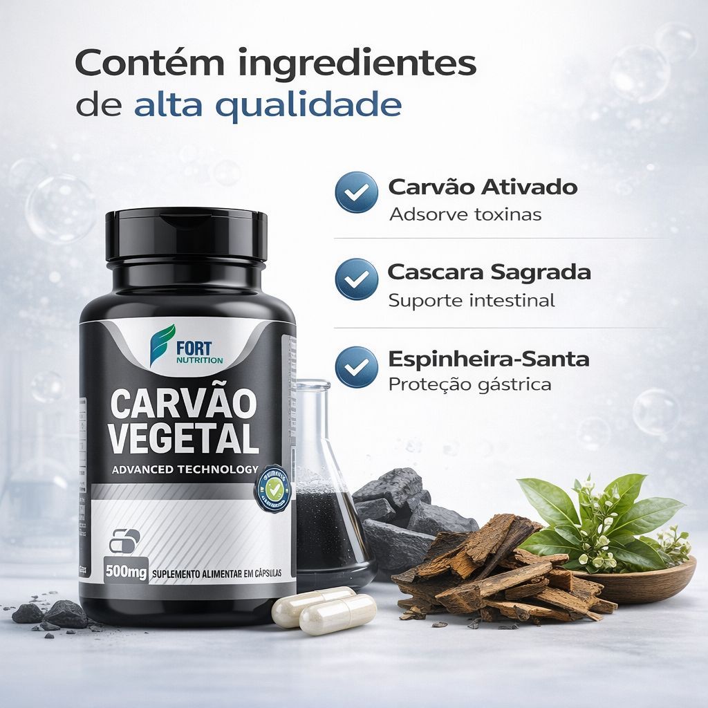Carvão Vegetal Ativado 120 Cápsulas - Suporte Ao Equilíbrio  Envio Imediato