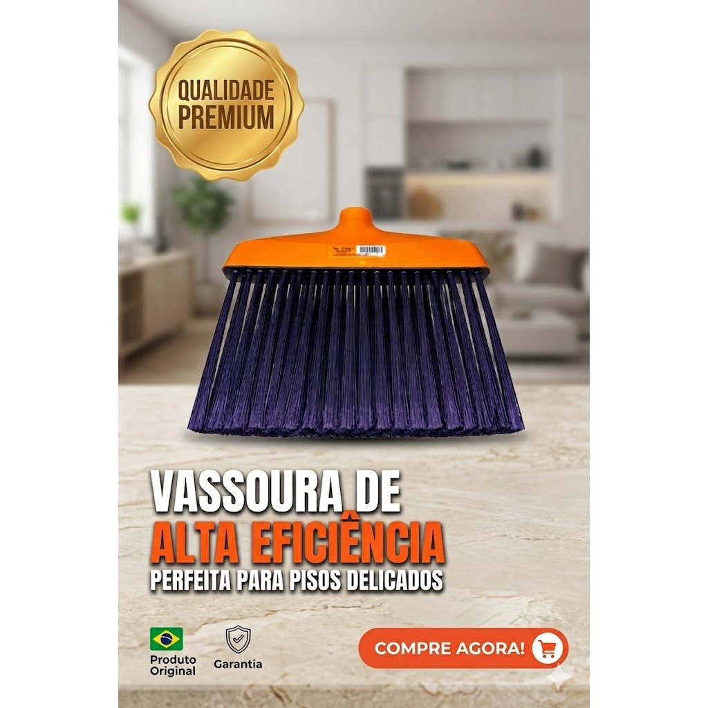 Vassoura Condor Sem Cabo Multiuso Limpeza Pesada Cerdas Resistentes Varre Piso Interno Externo