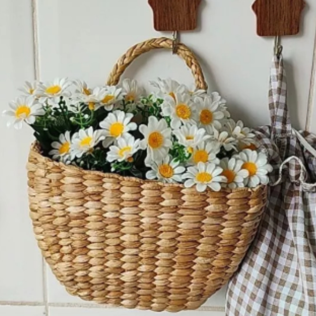 Floreira Rustica com Alça para Parede Taboa Natural P 20X10X14CM em Oferta na Shopee