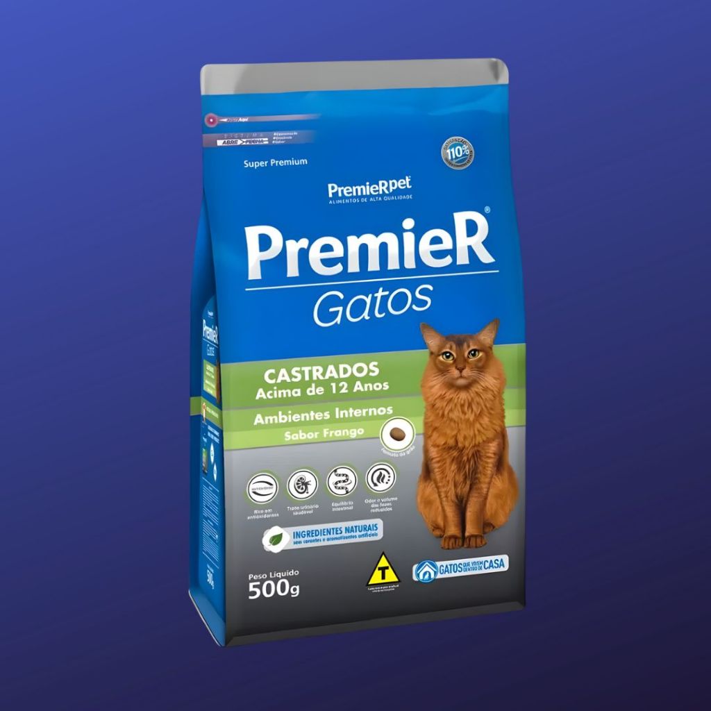 Ração Gato Castrado Frango +12 Anos 500g Premier