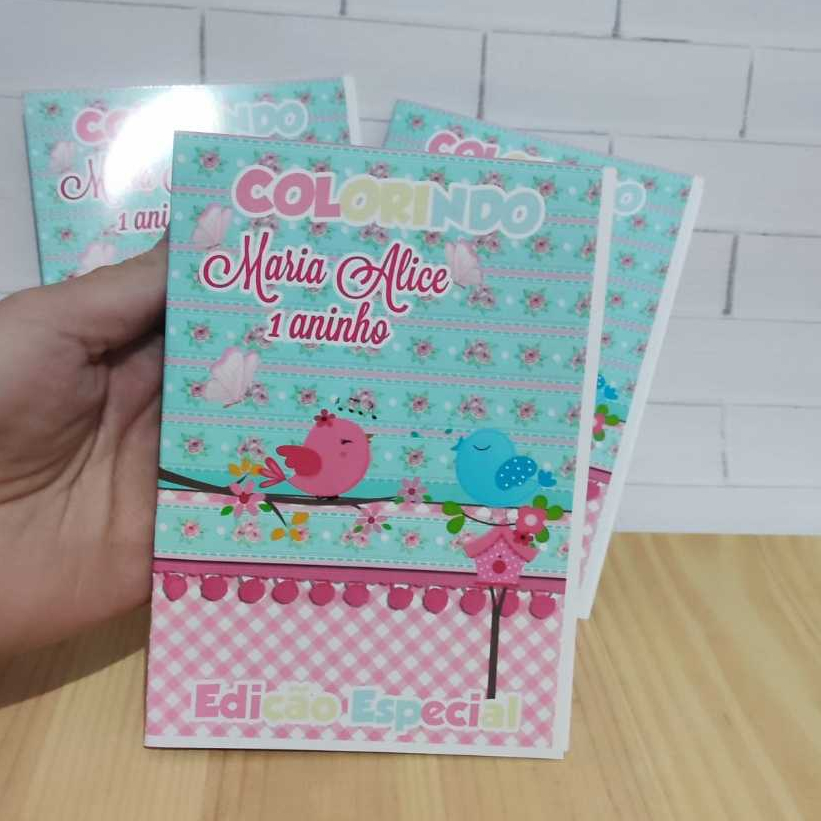Revistinha de Colorir Personalizada Jardim dos Passaros – Lembrancinha de Aniversário Infantil