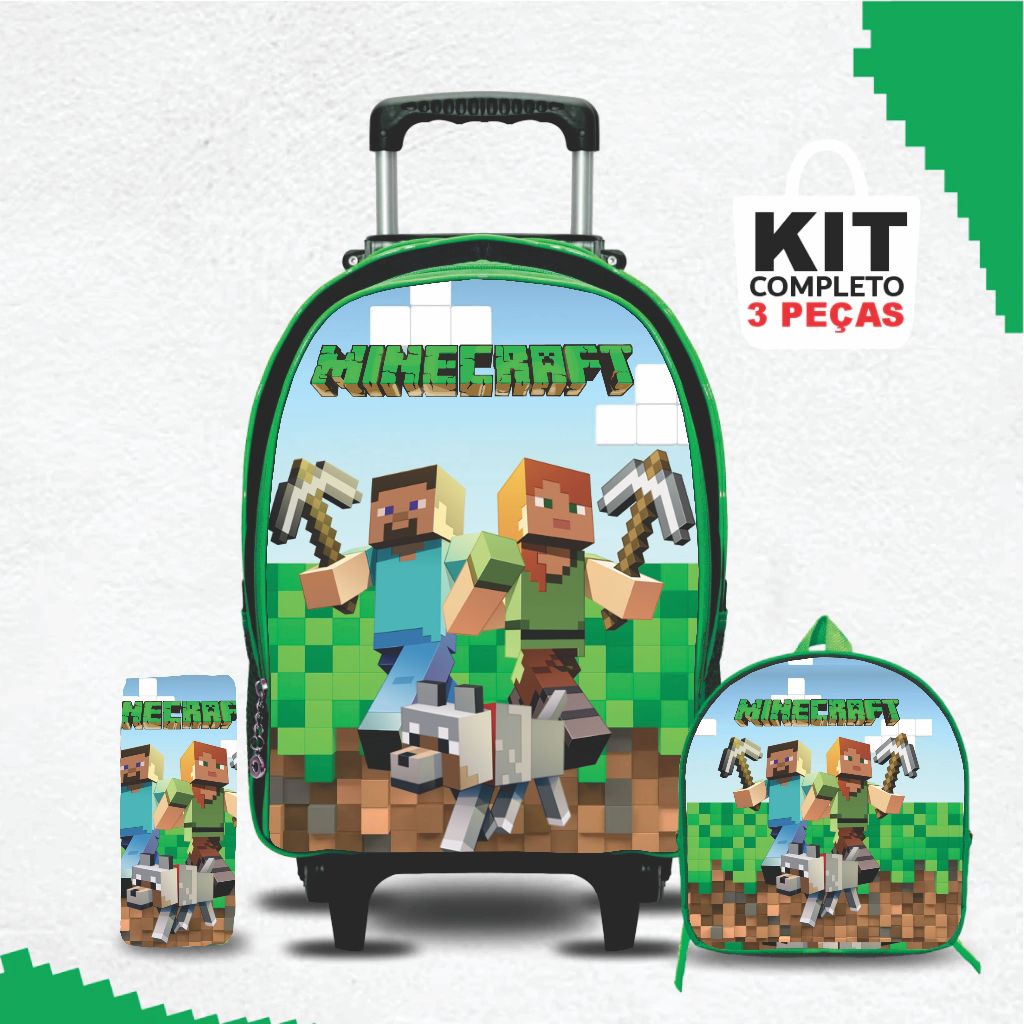 Kit mochila escolar jogo mkft com lancheira e Estojo - Rodinhas - Menino - Masculino