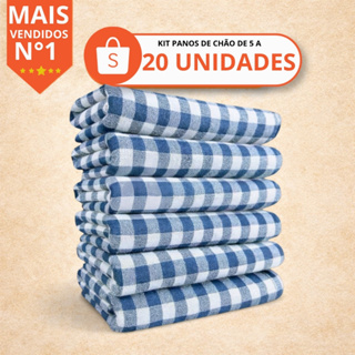 Pano de Chão Xadrez Azul 100% Algodão Folha Única com Acabamento nas Laterais - Não é Saco Costurado em Oferta na Shopee