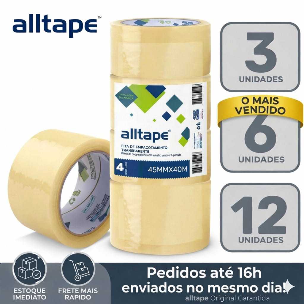 Fita Adesiva Transparente 45mm x 40m Durex | Kit Econômico 3, 6 ou 12 Unidades – Alta Qualidade em Oferta na Shopee